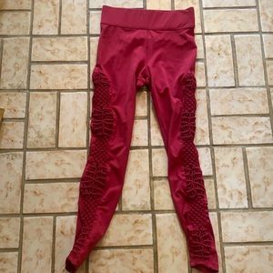 Carbon38 Red Macrame Leggings